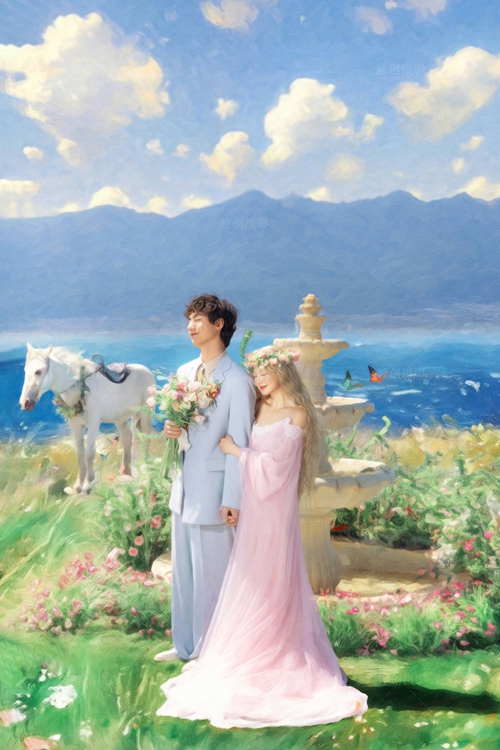 白马与海边的少女_成都婚纱摄影