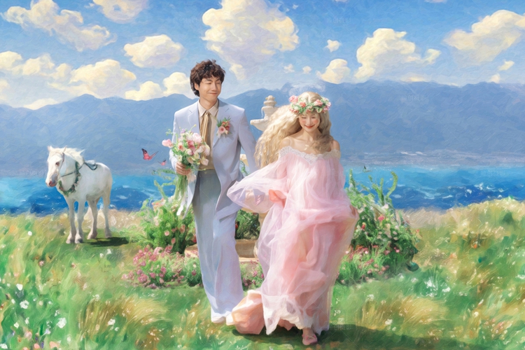 白马与海边的少女_成都婚纱摄影