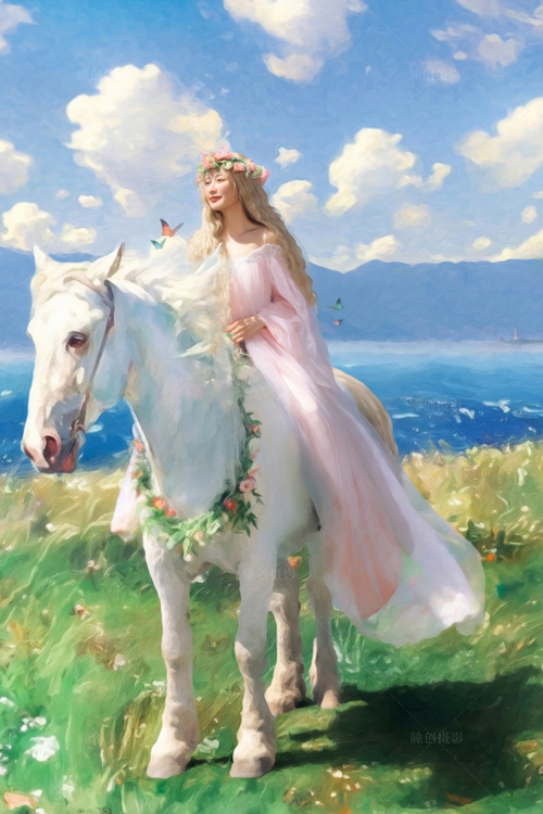 白马与海边的少女_成都婚纱摄影