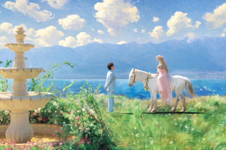 白马与海边的少女_成都婚纱摄影