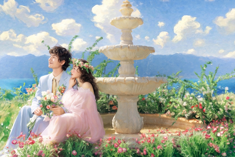 白马与海边的少女_成都婚纱摄影